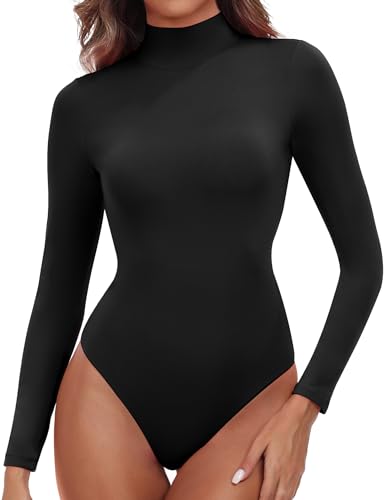 IUGA Long Sleeve Body suits Womens Mock Turtle Neck Bodysuits